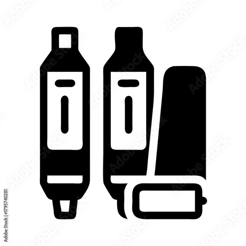 Silhouette of two tubes and a cap icon