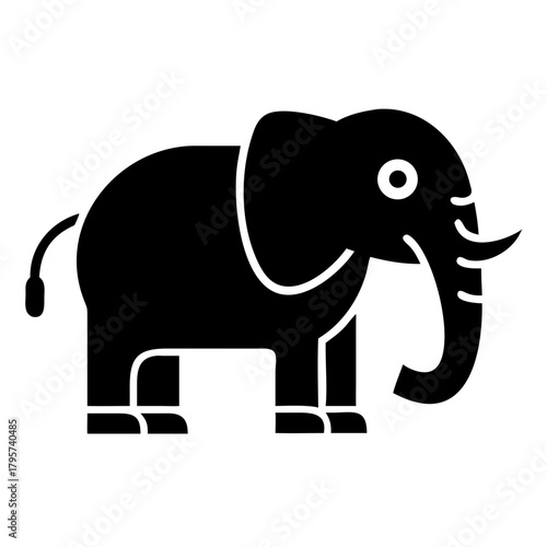 Elephant icon with tusks and trunk icon