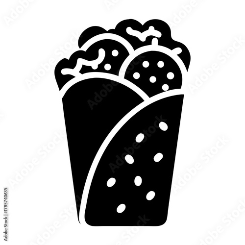 Delicious wrap sandwich with fresh ingredients icon