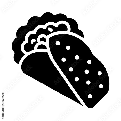 Taco with lettuce, meat, and cheese filling icon