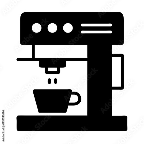 Coffee machine brewing coffee into a cup icon