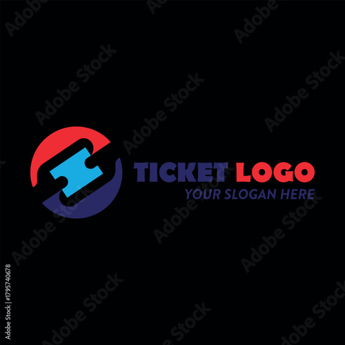 ticket logo design vector