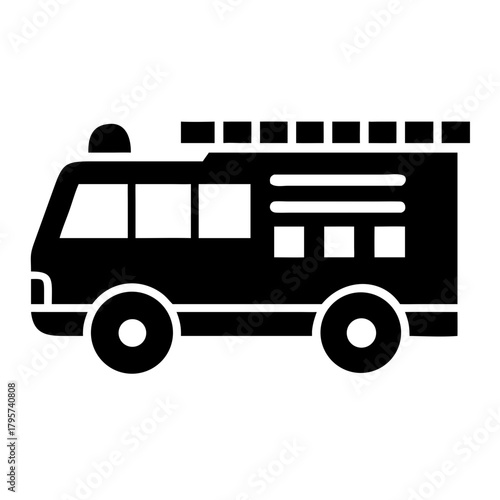 Black silhouette of a fire truck icon