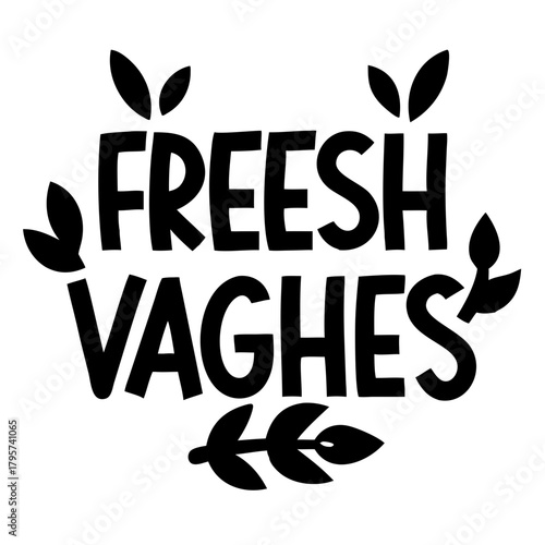 Fresh vaghes lettering with leaves icon