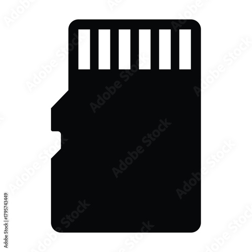 Micro SD card or TF card flat vector icon for tech apps and websites