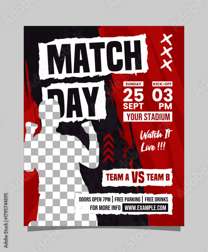 Red and Black Football Match Day Vertical Poster Or Flyer Social MediaTemplate