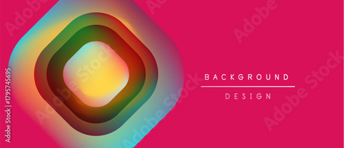 Vibrant concentric circles create abstract design. Pink backdrop enhances colorful gradients, modern aesthetic. Simple text labels background, design.