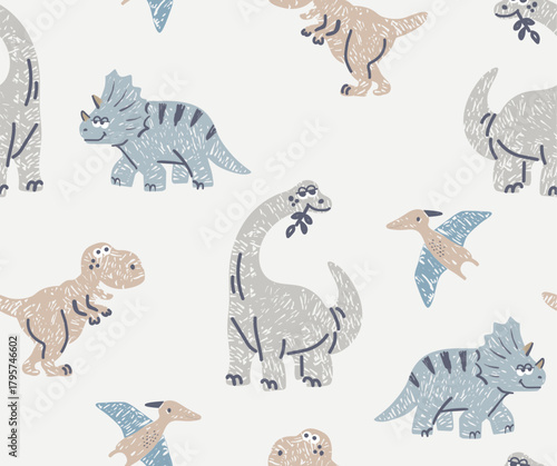 set of animals Dinosaurs Seamless Dinosaurs , cute Dinosaurs friendship for forever baby boys for apparel t-shirt, background