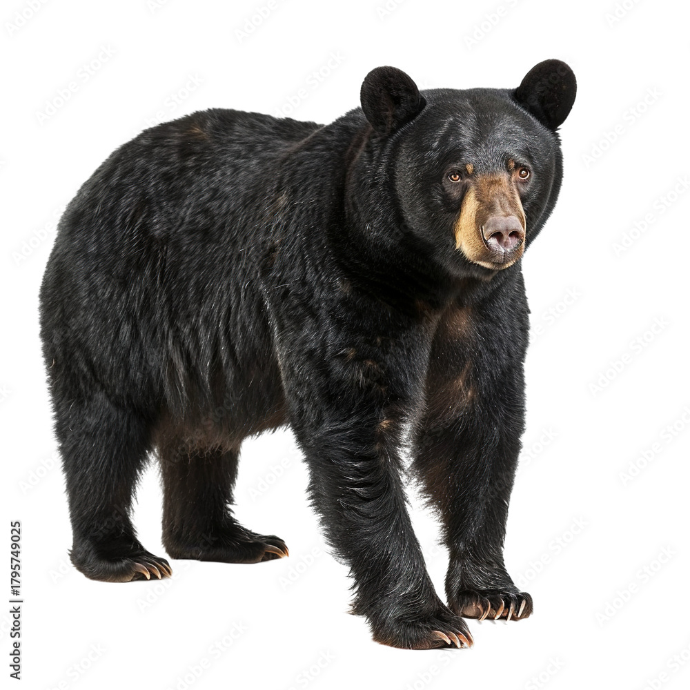 Fototapeta premium Standing black bear on white background.png