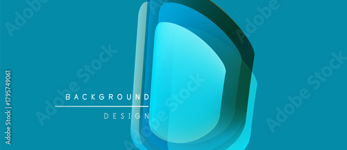 Abstract letter design. Blue gradients create layered effect. Minimalist style, modern aesthetic, suitable background element.