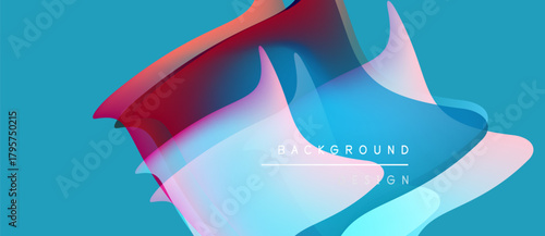 Abstract flowing shapes, vibrant colors, turquoise background. Modern design element, gradient effects, dynamic composition.