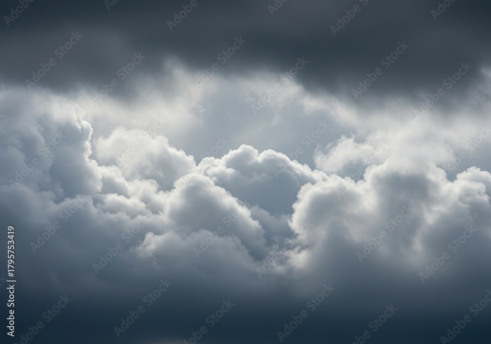 Obraz premium Heavy, dense stratocumulus clouds covering the entire atmosphere during the annual transition to the gray and misty, cool, rainy period ,fog ,subdued ,ominous