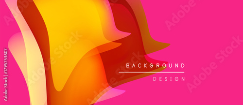Abstract vibrant layers, orange, yellow, pink hues. Modern design element for backgrounds, presentations, branding. Smooth gradients create dynamic visual impact.