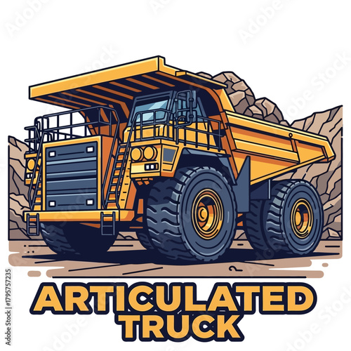 Illustration of a Large Articulated Truck for Industrial or Construction Use