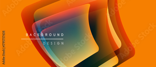 Abstract layers create dynamic visual effect. Warm colors dominate composition, offering modern aesthetic. Text reads background design.