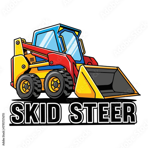 Cartoon Skid Steer Loader Construction Vehicle Illustration