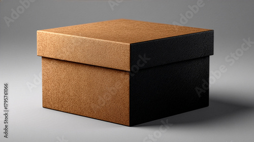 Maqueta de caja con espacio para etiquetas o rótulos. 