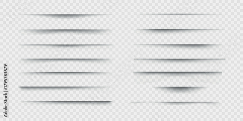 Realistic shadows, shadows from various objects on a transparent background, vector png. Collection of shadows for banners, design, posters. Shadow effects circle, square, line