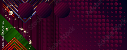 Christmas gold design dark green background abstract shiny color golden red decorative elements