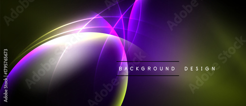 Abstract vibrant design. Curves, lines create luminous effect. Dark background emphasizes bright colors, modern aesthetic.