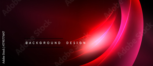 Abstract red design. Smooth curves create dynamic flow. Dark background emphasizes bright highlights, modern aesthetic.