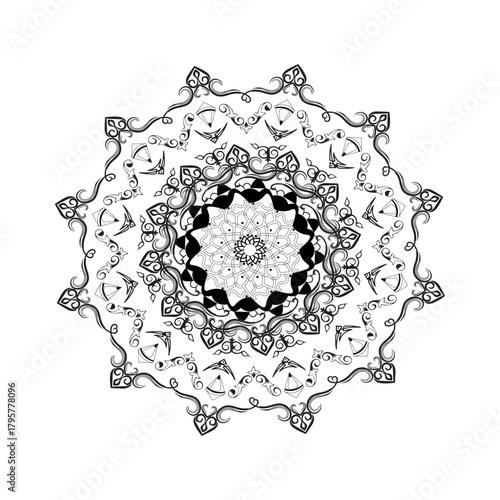 Detailed Mandala Floral Ornament Vector for Coloring Book and Decoration