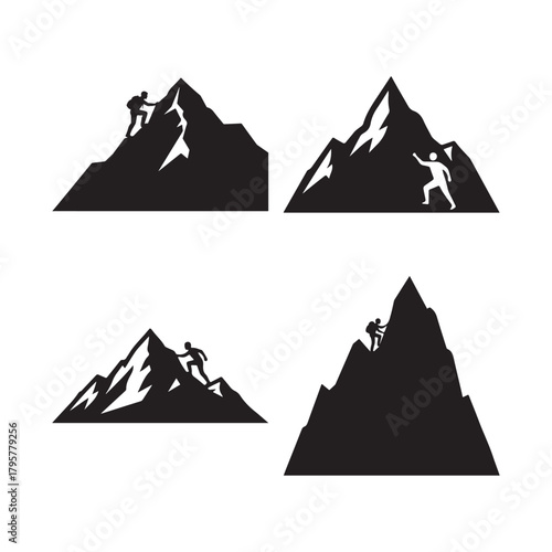 Mountain Climbing Silhouette Vector