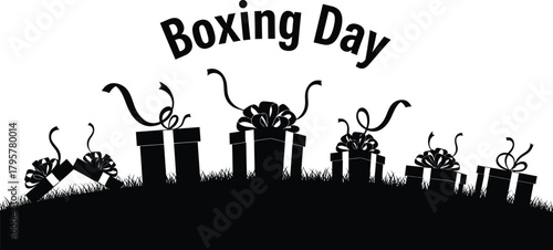 Silhouette illustration of gift boxes for Boxing Day