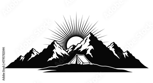 Mountain sunrise camping scene tent nature