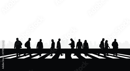 Pedestrians crossing city street people