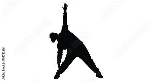Person stretching reaching up silhouette