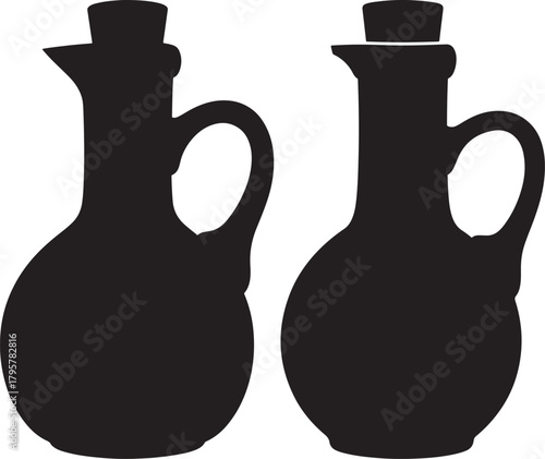 Two classic oil bottles with stopper silhouette
