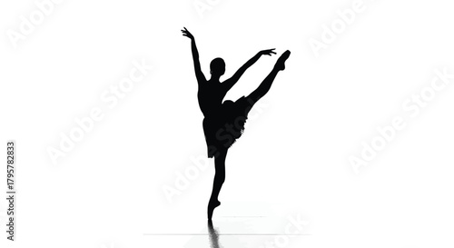 Silhouette dancer performing ballet pose black white