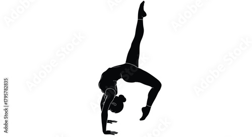 Silhouette dancer arching body pose