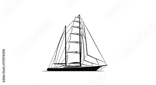 Tall ship sailing on white sailboat vessel