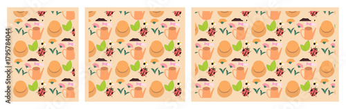 Editable spring season special elements pattern colored for food wrapping flyer, gift card ,gift wrapping paper and more