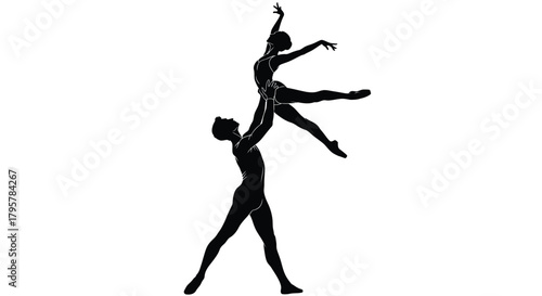 Ballet dancers performing lift performance silhouette