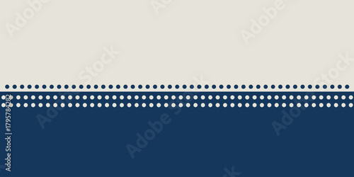 A simple background with two horizontal lines of dots separating cream and navy blue colors