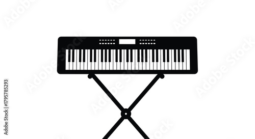 Black keyboard musical instrument on stand piano electronic