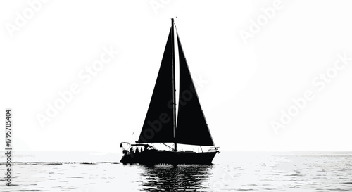 Black sailboat on calm water ocean
