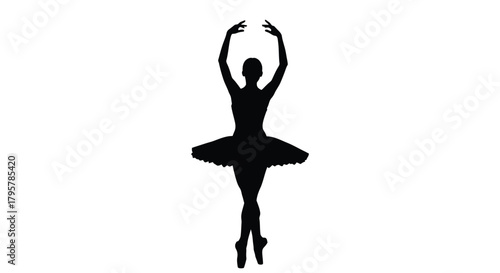 Black silhouette dancer graceful pose ballet tutu