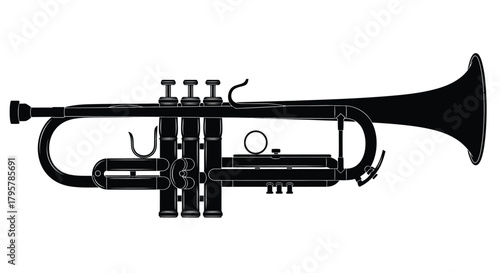 Black trumpet silhouette brass instrument