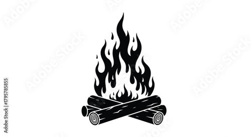 Campfire flames burning logs vector