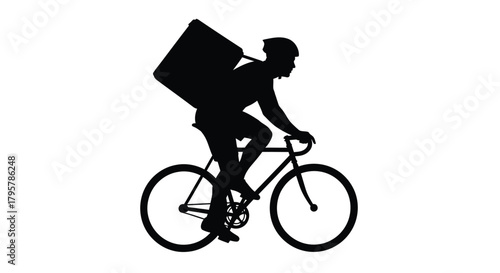 Cyclist with large cargo box bicycle helmet