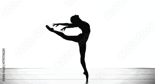 Dancer silhouette elegant pose ballet black