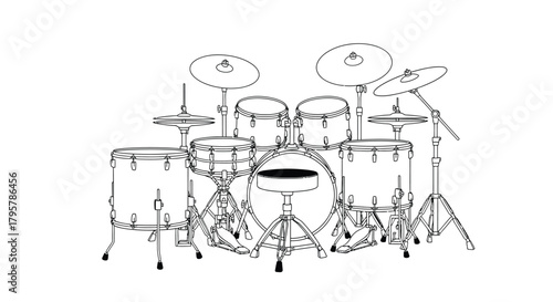 Drum kit with cymbals and stool drums percussion