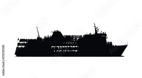 Large ferry vessel with many passengers ship boat