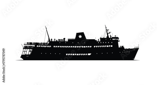 Large passenger ship silhouette ferry vessel