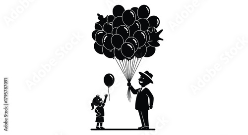 Man child balloons celebration black