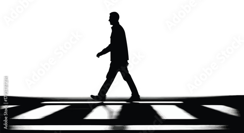 Man walking crosswalk silhouette black